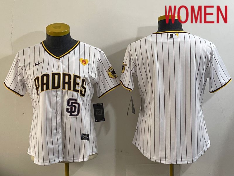 Women San Diego Padres Blank White Stripe Game 2024 Nike MLB Jersey style 1120->women mlb jersey->Women Jersey